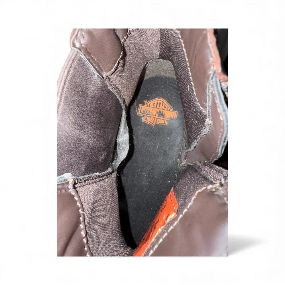 NWT Harley‎ Davidson Women's Studded Chelsea Boots Brown Leather 9.5M Biker Moto